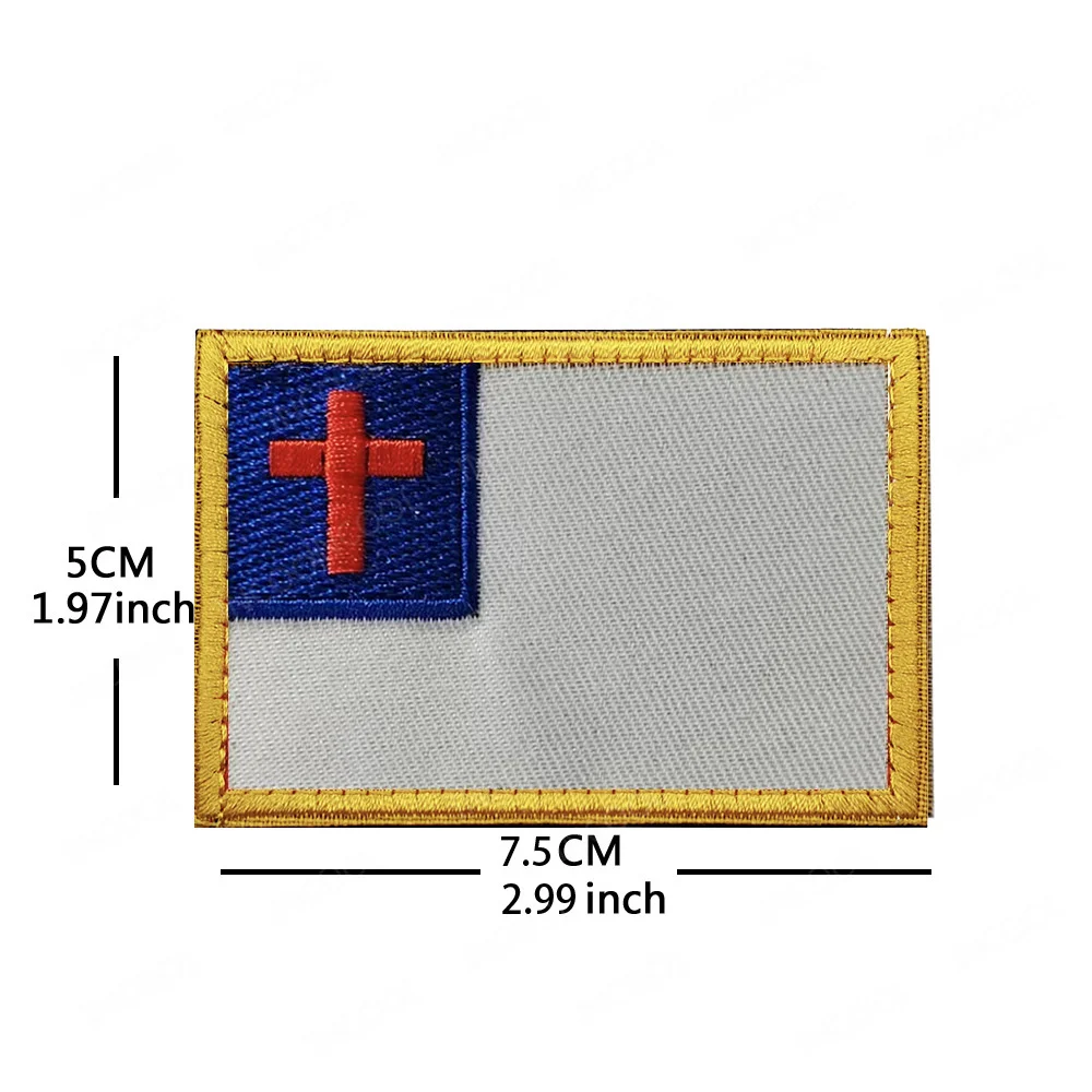 Christian Cross Jesus Flag Embroidery Patches PVC Rubber Flags Tactical Shoulder Appliques Armband Decoration Badges Accessories