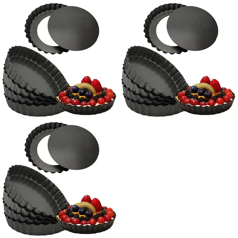 

【LAST CHANCE】18 Pack 5 Inch Mini Tart Pans With Removable Bottom Round Nonstick Quiche Pan, Heavy Duty Fluted Side Pie Tart Mold