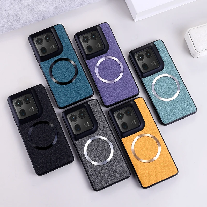 Cloth Texture Case For Magsafe Magnetic Wireless Charging Hard Cover For Motolora Moto Edge 50 X50 Ultra Pro Fusion