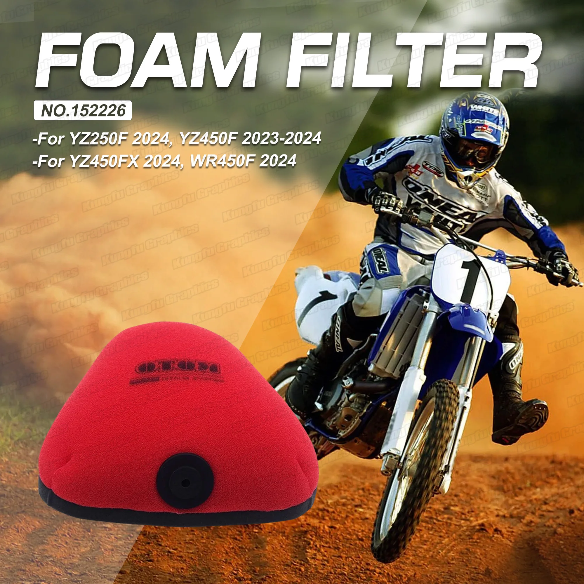 

Enduro Pre-Oiled Foam Air Filter Ready to Use for YAMAHA YZ250F YZ450F YZ450FX WR450F 2023 2024, NO.152226