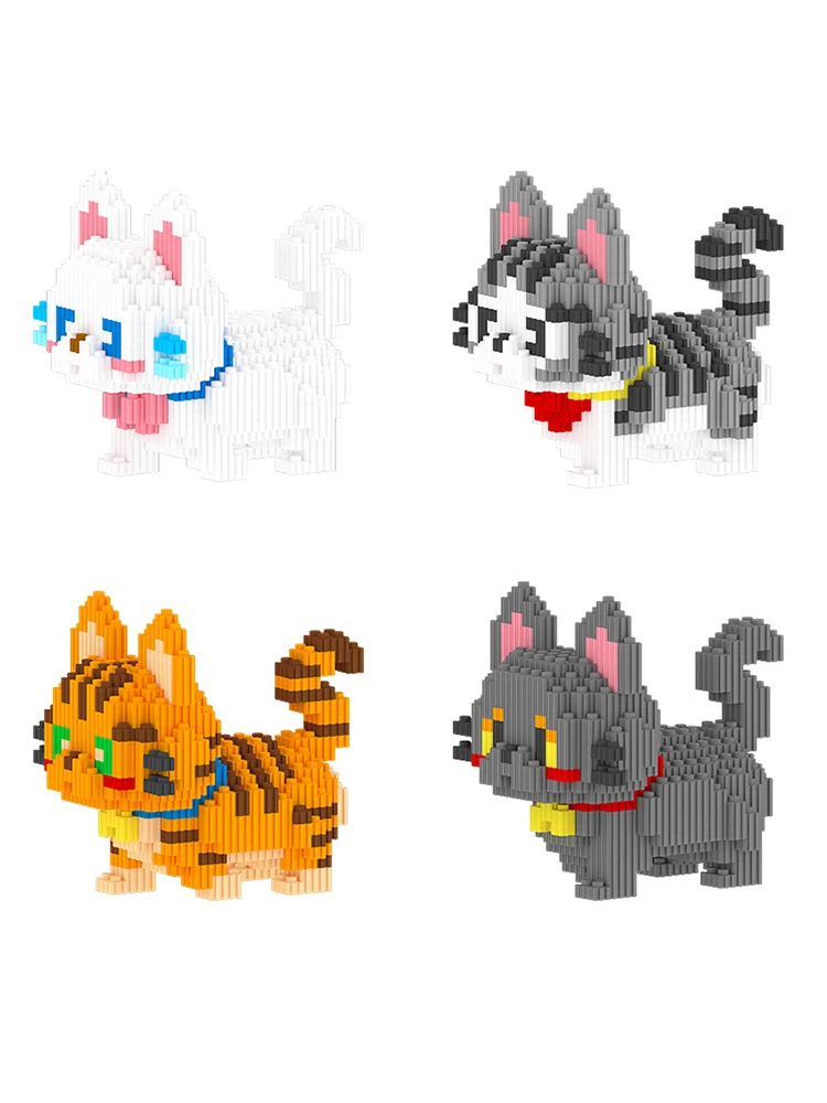 Décennie s de construction de jardin chinois pour enfants, chat super mignon, compatibles avec le puzzle LEGO, jouets assemblés, cadeaux de vacances pour garçons et filles