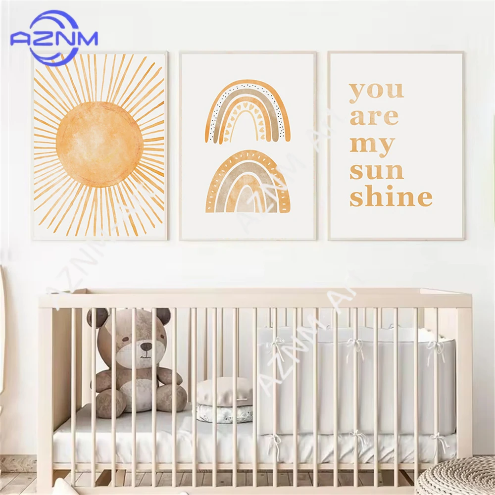 Boho Rainbow Sun Posters Abstr - огляд і ціна Baby Nursery You Are My Sunshine
