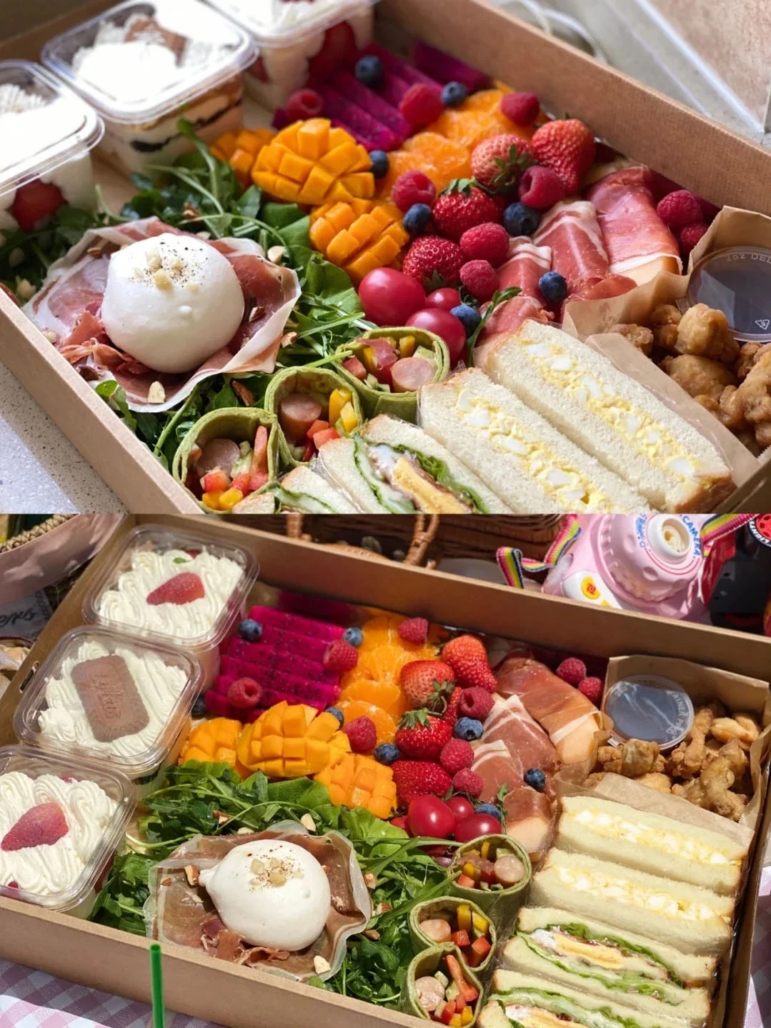 Kraft Paper Afternoon tea picnic box spring outing food tiramisu box bento packing box Christmas Gift Boxes Window Display Box