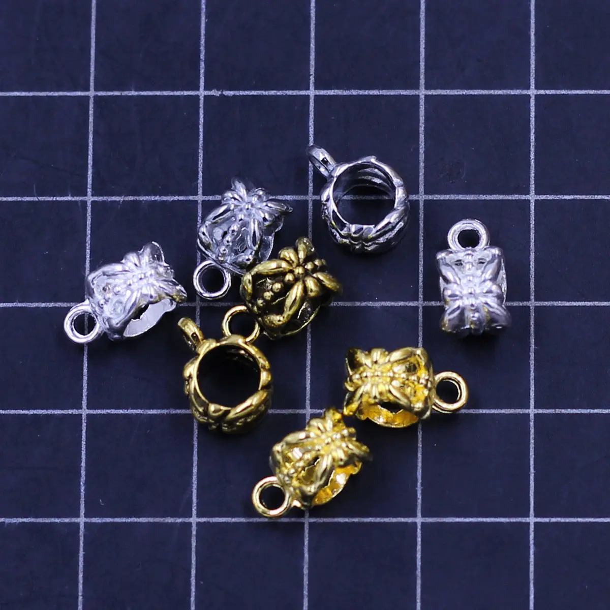 

50PCS Multicolor Charm European Spacer Beads Bails 11x8mm Fit Snake Chain DIY Jewelry Bracelets Making Accessories Supplies