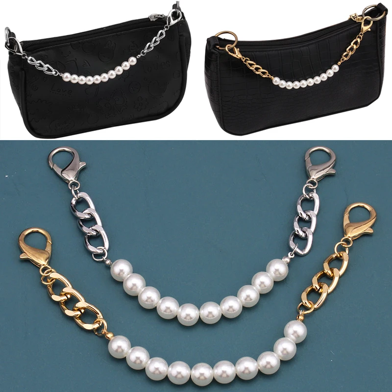 25CM Length Imitate Pearl Pendant Bag Chain Metal Alloy Chain Straps For Bags Handbag Purse Chain Replacement Bag Accessories