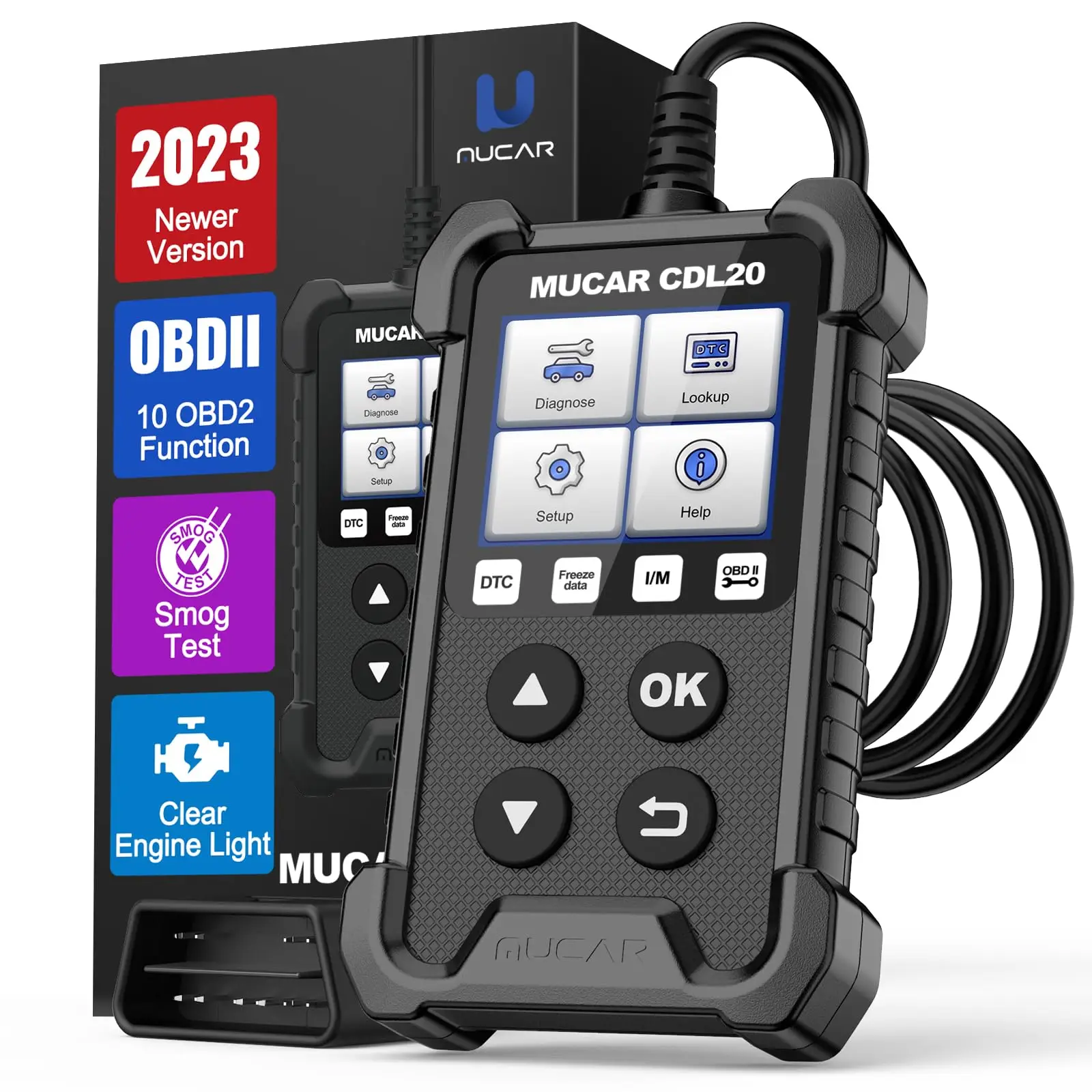 MUCAR CDL20 OBD2 자동차 진단 도구, 무료 OBD 2 코드 리더, 클리어 엔진 라이트, 스모그 테스트, 자동 스캐너 