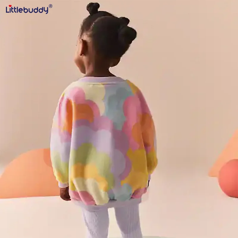 

littlebuddyGirls' Sweatshirt Autumn Winter New Style for Young Children Stylish Pullover Round Neck Long Sleeve