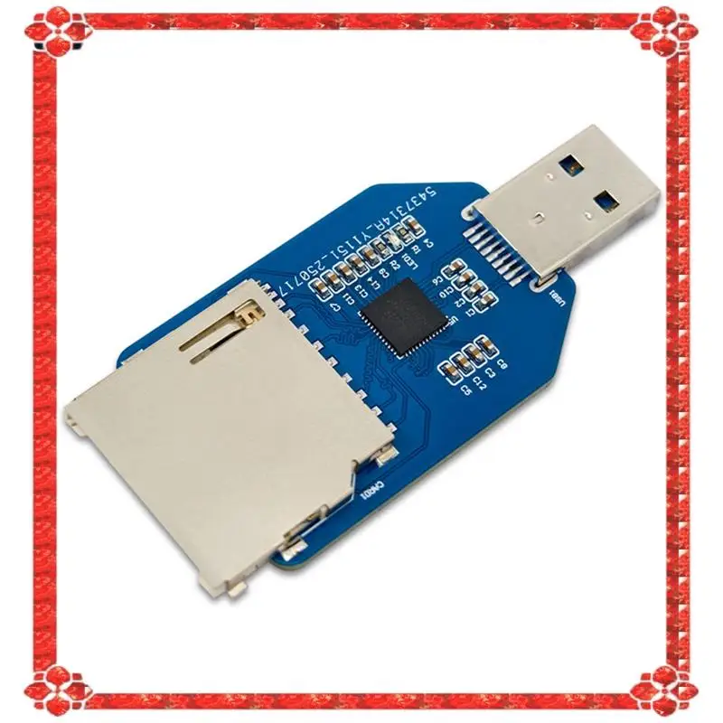Módulo leitor usb3.0 com 24 horas, suporte para cartão sd + tf, 2 em 1, slot para cartão duplo, leitura integrada, chip gl3224, mini design