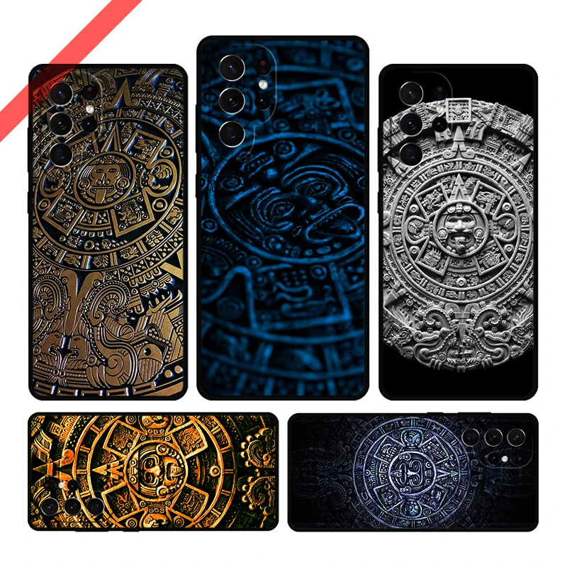 Aztec Calendar Mayan Native Stone Phone Case For Samsung Galaxy S20 FE S21 S10 S23 Plus S24 S22 Ultra Note20 Note10 S9 S8 Cover