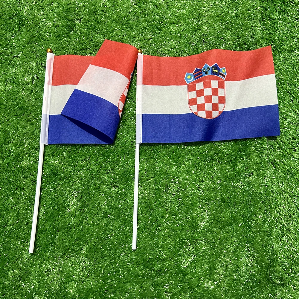 علم السماء كرواتيا علم اليد 10/20/50/100 قطعة 21*14 سنتيمتر كرواتيا اليد يلوحون أعلام مع عمود بلاستيكي للنشاط الرياضي ديكور المنزل #5