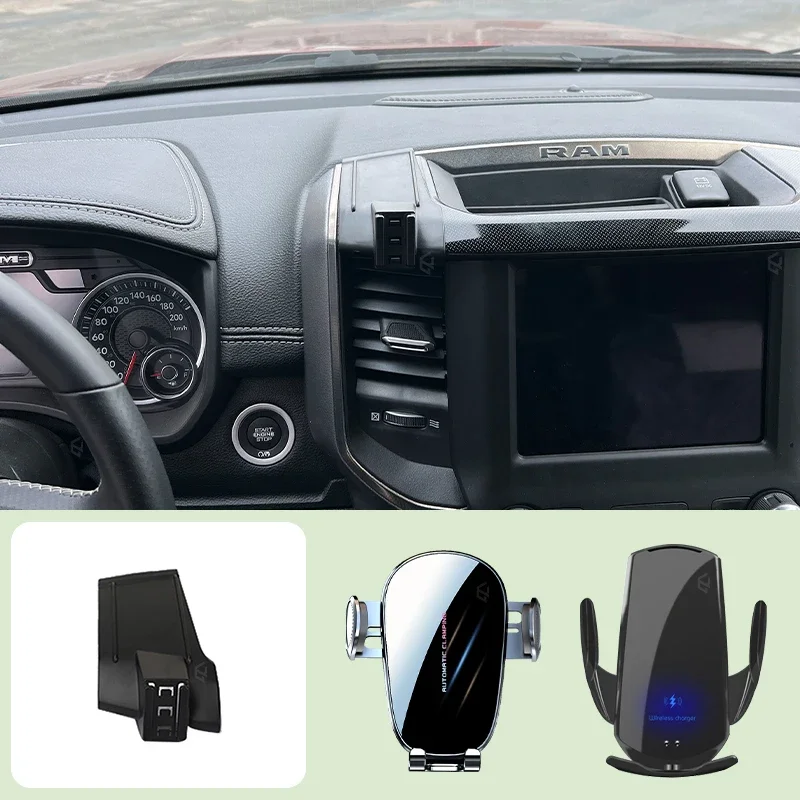 

Car Mobile Phone Holder For Dodge RAM trucks 2018-2023 Car Special Bracket Base Support Wireless Charging Bracket Accessories