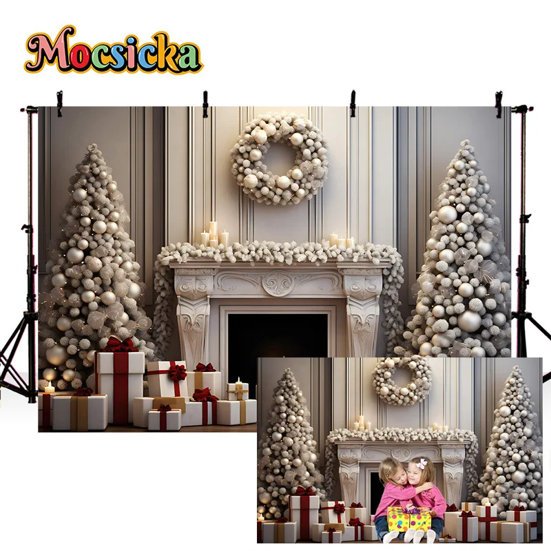 

Mocsicka Photography Background Merry Xmas Merry Christmas Tree Gift Box Decor Backdrop Kid Family Portrait Studio Photo Prop