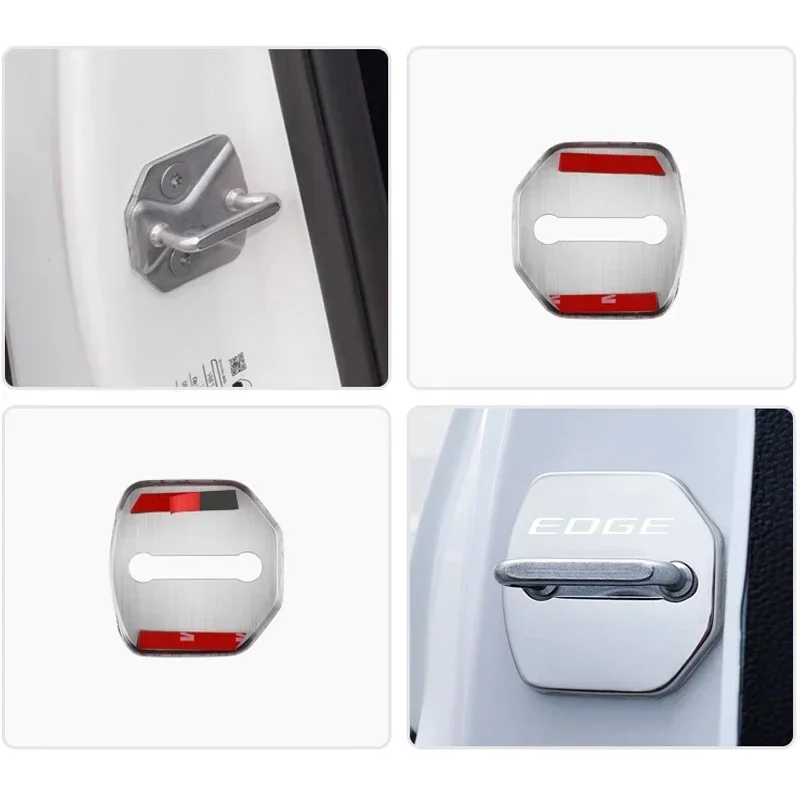 4PCS Stainless Steel Car Door Lock Anti-rust Cover Styling for Ford EDGE Logo Protective Case Buckle Auto Interior Decoration - view 6