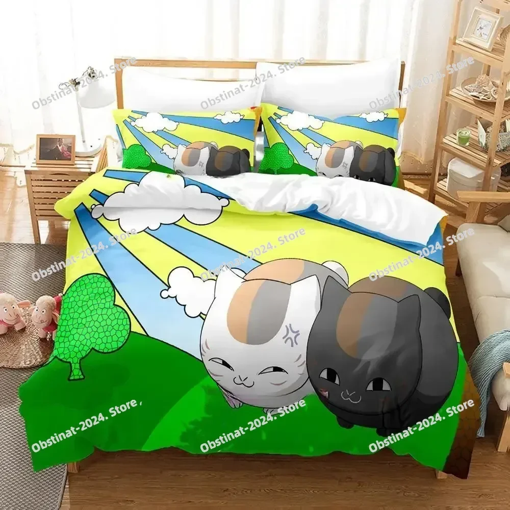

Anime Natsume's Book of Friends Printed Bed Set Duvet Cover Pillowcase Bedding Set Linen Sheet Quilt Cover Full Queen King Size