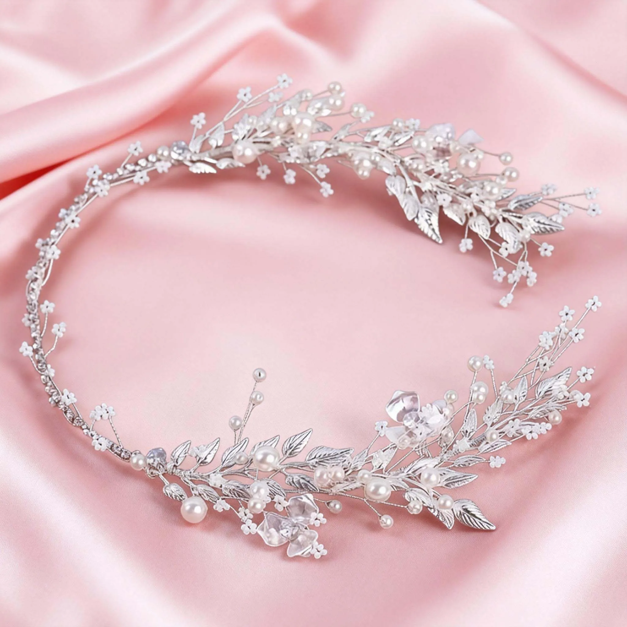 1 piece of simple alloy imitation pearl rhinestone bridal hairband, suitable for wedding, party, and ball dresses image 3