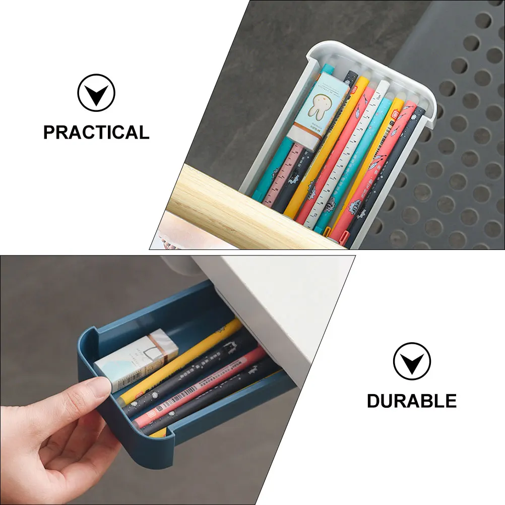 

2 Pcs Desktop Hidden Storage Box Organizer Under Table Drawer Work Stationery Abs Office