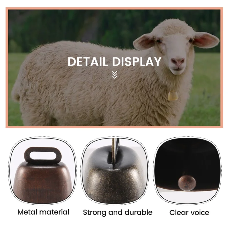 

AEF6-6 шт., маленькие латунные колокольчики для коровы, лошади, выпаса, ретро-колокольчик для выпаса меди (зеленая бронза, красная бронза, золото)