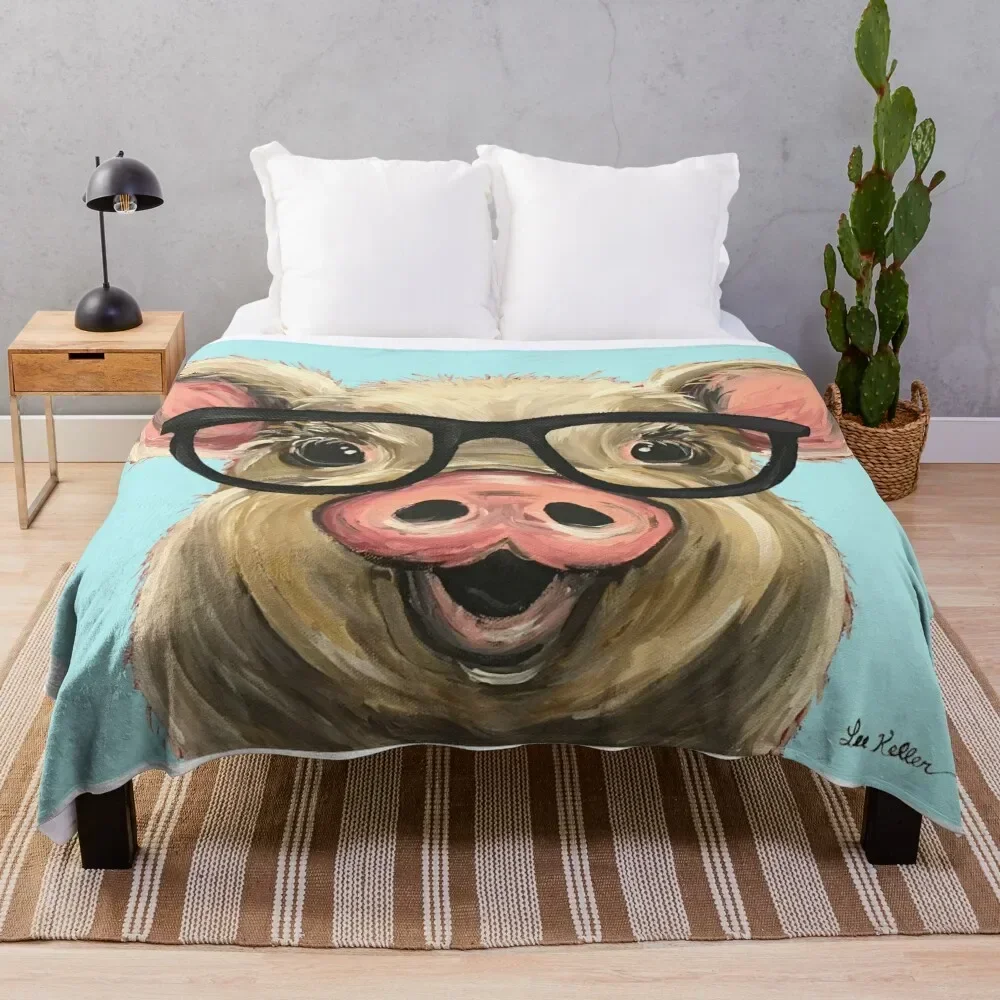 Cute pig with glasses art Throw Blanket wednesday Moving Plaid on the sofa Blankets