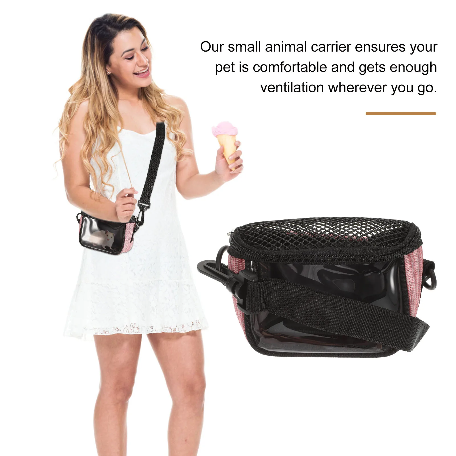 

Small Animal Carrier Portable Hamster Out Bag Hedgehog Pet Tote Lightweight Compact Size Ventilation Outdoor Squirrel