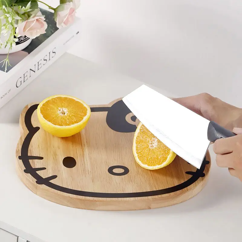 Cartoon Sanrio Cutting Board Kawaii Hello Kitty Wooden Food Board Cinnamoroll Girls Kids Breadfast Dish Fruits Desserts Plate