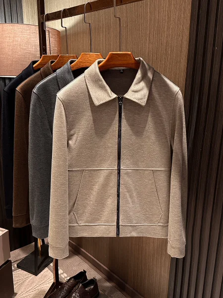 

Ele Knitted Wool Blend Men's Jaet Collared Versatile Autumn Faion Ci Sle Polyester Nylon Cosite Fiber Long Sve