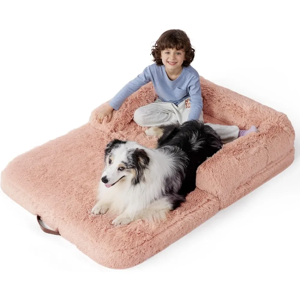 

Foldable Human Dog Bed for Kids: 2-in-1 Calming Giant Dog Bed for Pet Families