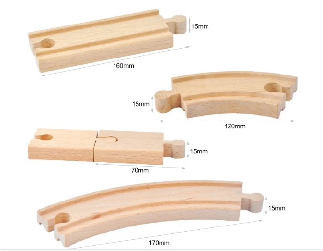 Zuggleis-Zubehör, hölzerne Eisenbahn, zusammenbaubare Spielzeugschienen, Bambuskomponenten, DIY-Set