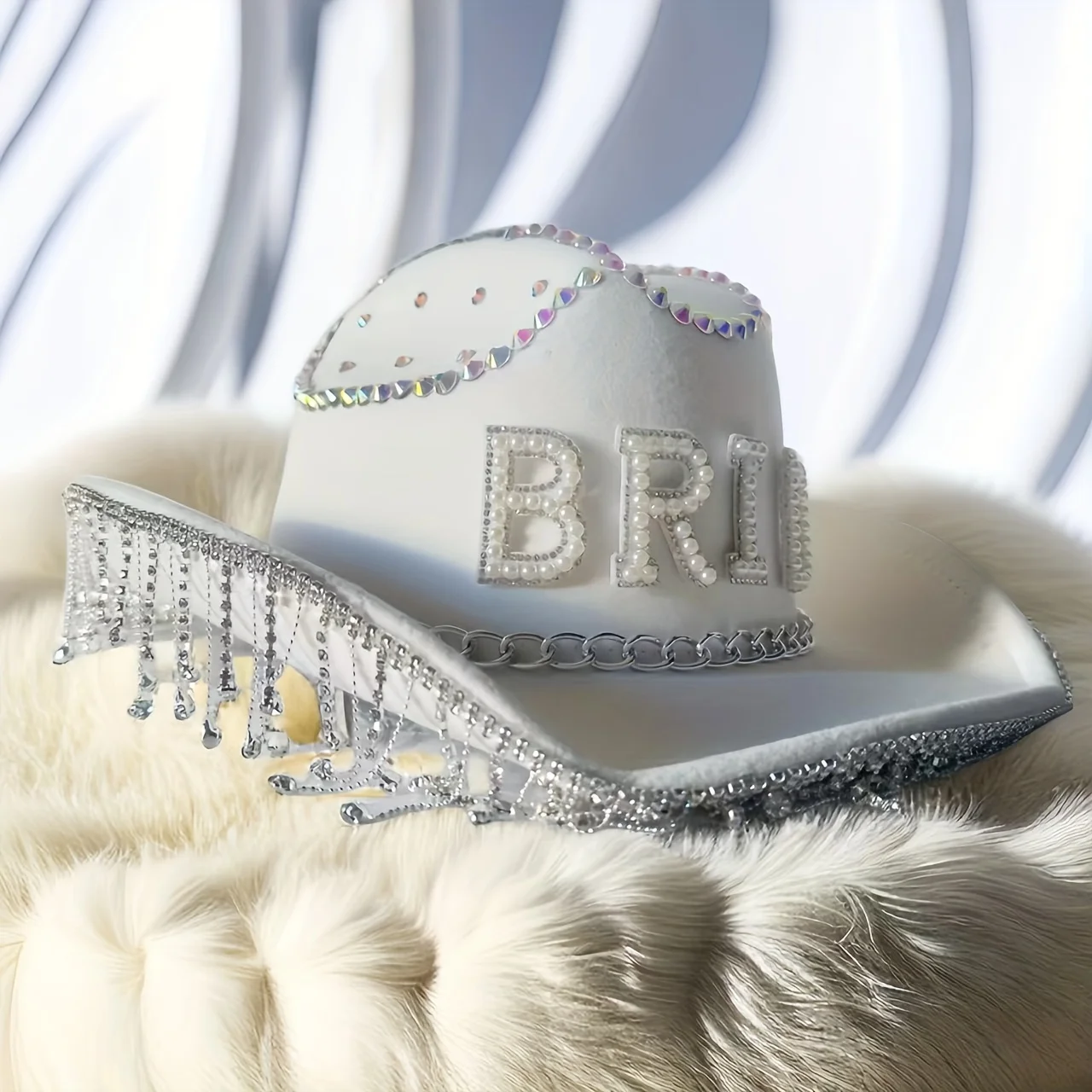 HongLuan BRIDE White Cowboy Straw Hat for Women, Luxury Wedding Hats, Cowboy Accessories & Cowgirl Hats for Ladies Adults Woman