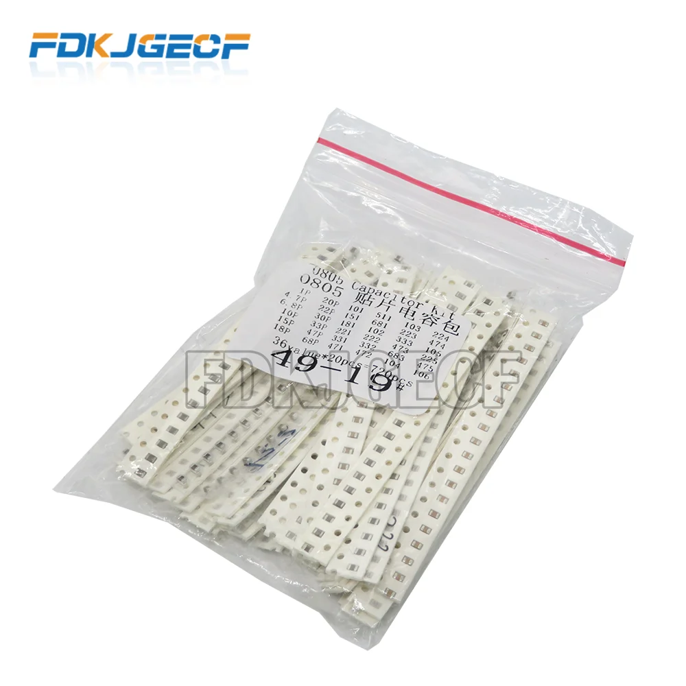 36values*20pcs=720pcs 0805 SMD Capacitor assorted kit 1pF~10uf component diy samples kit new