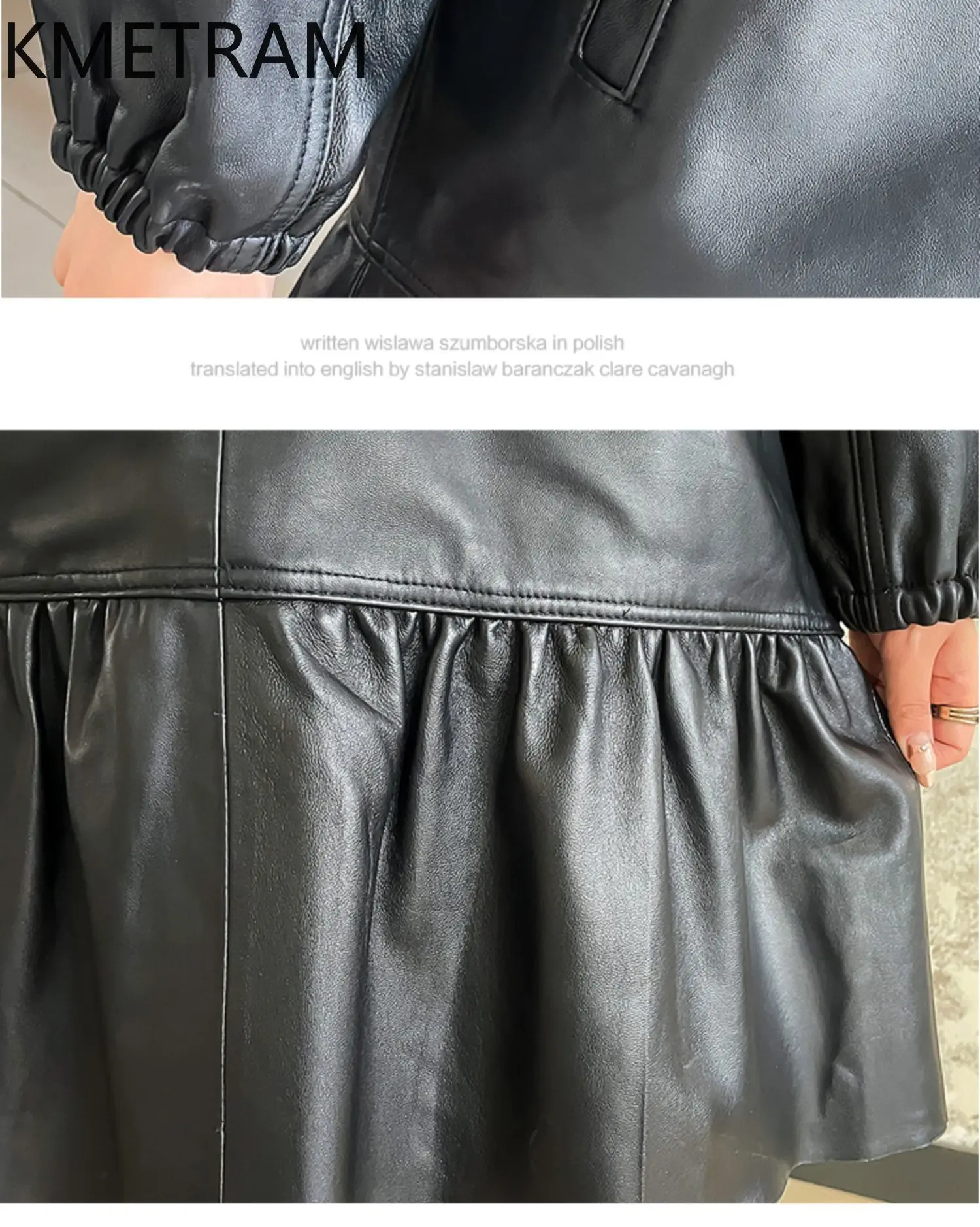 100 % Oberschicht Schaffell Kleid Frau Luxus Langarm Echtleder Schwarze Kleider Neu in Oberbekleidung Herbstkleidung 2025 Frauen