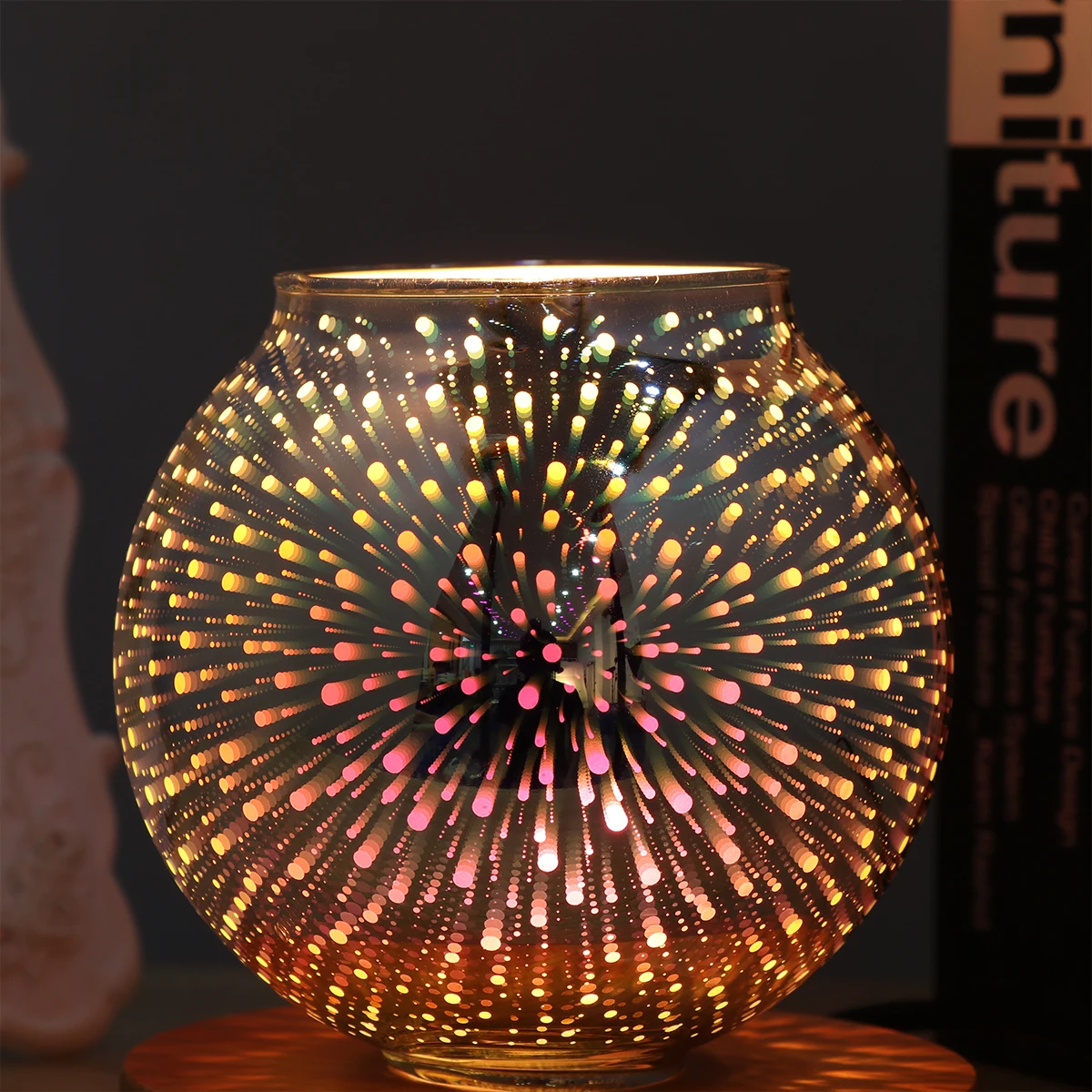

1Pcs Fragrance Lamp 3D Glass Aroma Wax Melter Night Light Home Bedroom Living Room Decor Us Plug Aroma Warmer Diffuser