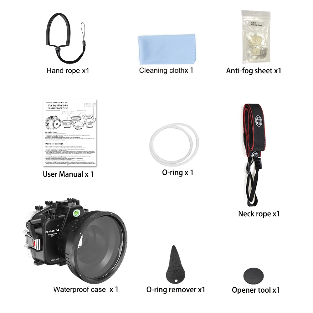 SeaFrogs waterdichte camerabehuizing voor FUJIFILM X-T4 40 m/130ft onderwaterduikbeschermhoes