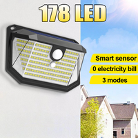 PIR Motion Sensor 178 LED Sunlight Control 3 Sided Solar Energy Street Light Yard Path Home Garden Soalr Power Lamp Wall Light