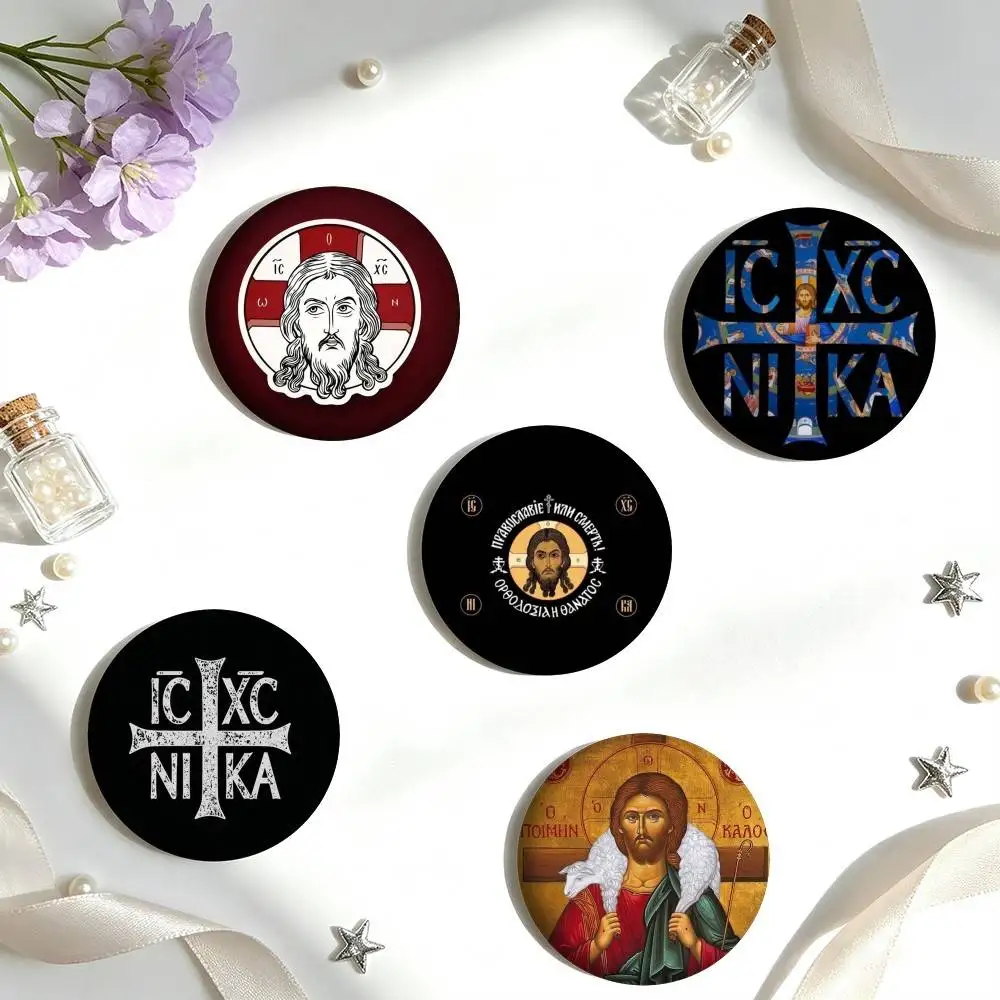 V-Vintage Orthodox Jesus Icon  25 32 44 58 75mm Badges Personalized Round Brooches Pins Accessory Gift