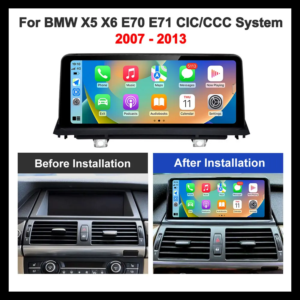 Android OS For BMW X5 X6 E70 E71 CIC/CCC System 2007 - 2013 Car Radio Multimedia Player GPS Navi DSP Stereo 10.25 inch HD Screen