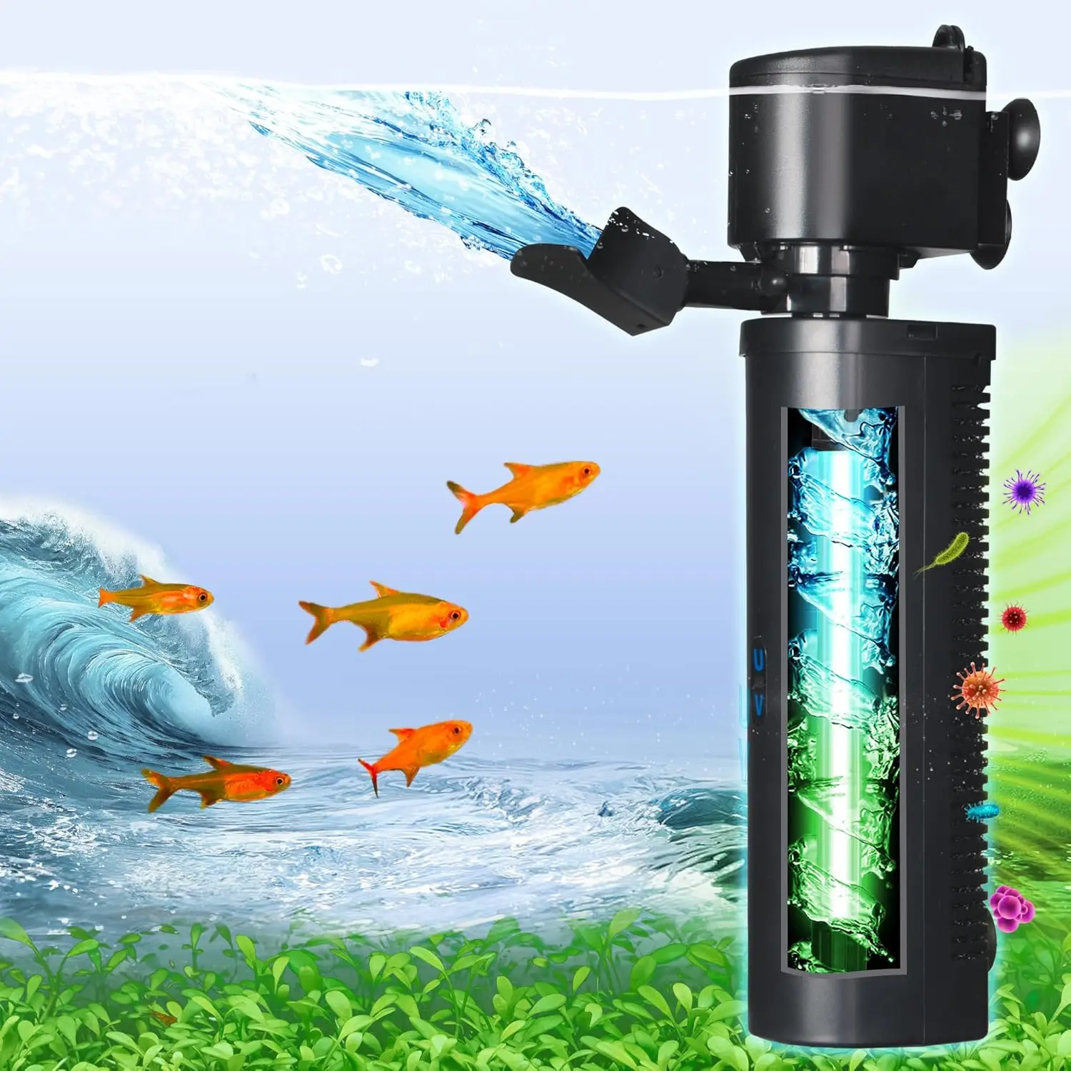

Аквариумный фильтр для баков объемом 40-200 галлонов, погружной насос 400GPH для прудов с рыбами и черепахами, бассейнов, гидромассажных ванн
