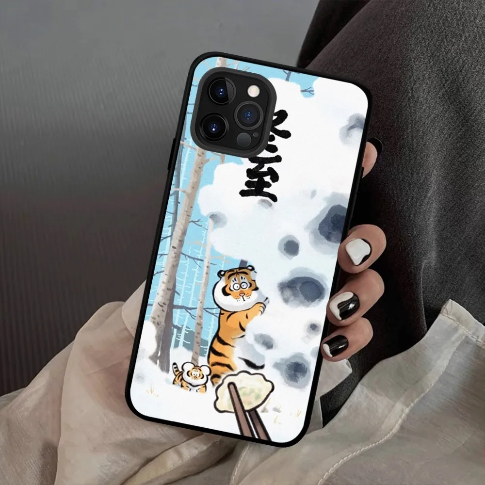 Cartoon Fat Tiger Phone Case For iPhone 15 14 11 12 13 Mini Pro XS Max Cover 6 7 8 Plus X XR SE 2020 Funda Shell image 4