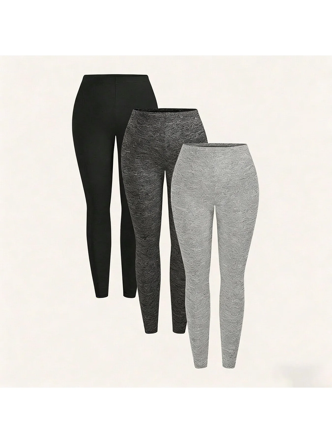 3-teiliges Set Lässige Übergrößen-Hosen mit Hoher Taille und Elastischem Bund, 3 Paar, Schlankmachende Sport-Leggings, Vielseitige Caprihosen für Oberbekleidung – Detail 8