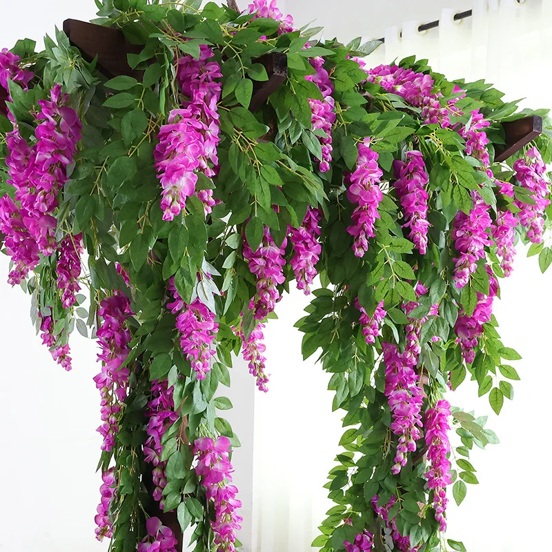 

1pcs Artificial Wisteria Flowers Artificial Plant Vine Garland for Room Garden Decorations Wedding Arch Home Shower Floral Decor