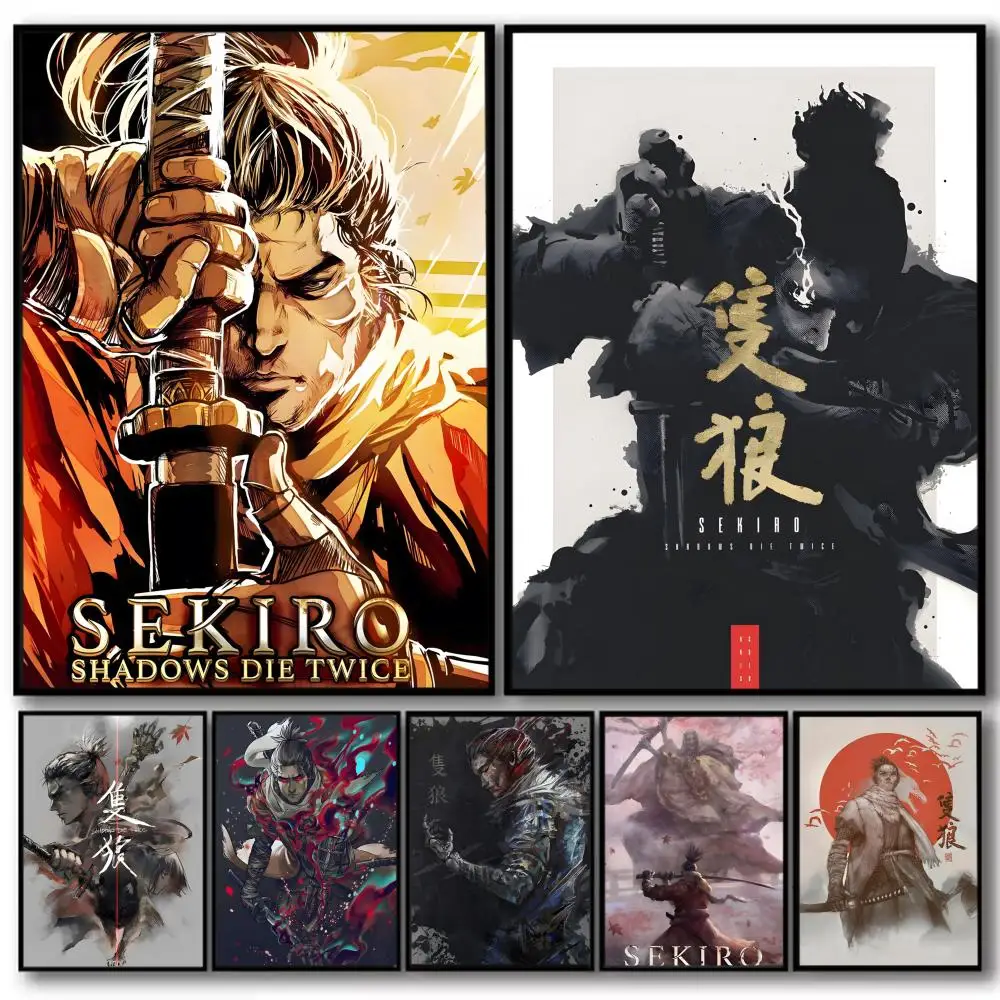 

Картина с изображением клана W-Wolf из игры Sekiro, каллиграфия, хлопковый холст, настенный постер, качественный декор для гостиной, украшение для дома