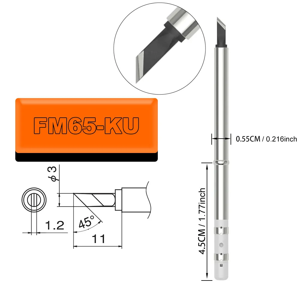 Punte per saldatore Riscaldatore di ricambio Punta per saldatura KU K65 B2 ILS BC3 BC2 per stazione di saldatura OLED FNIRSI HS-01 /GVDA GD300/T85