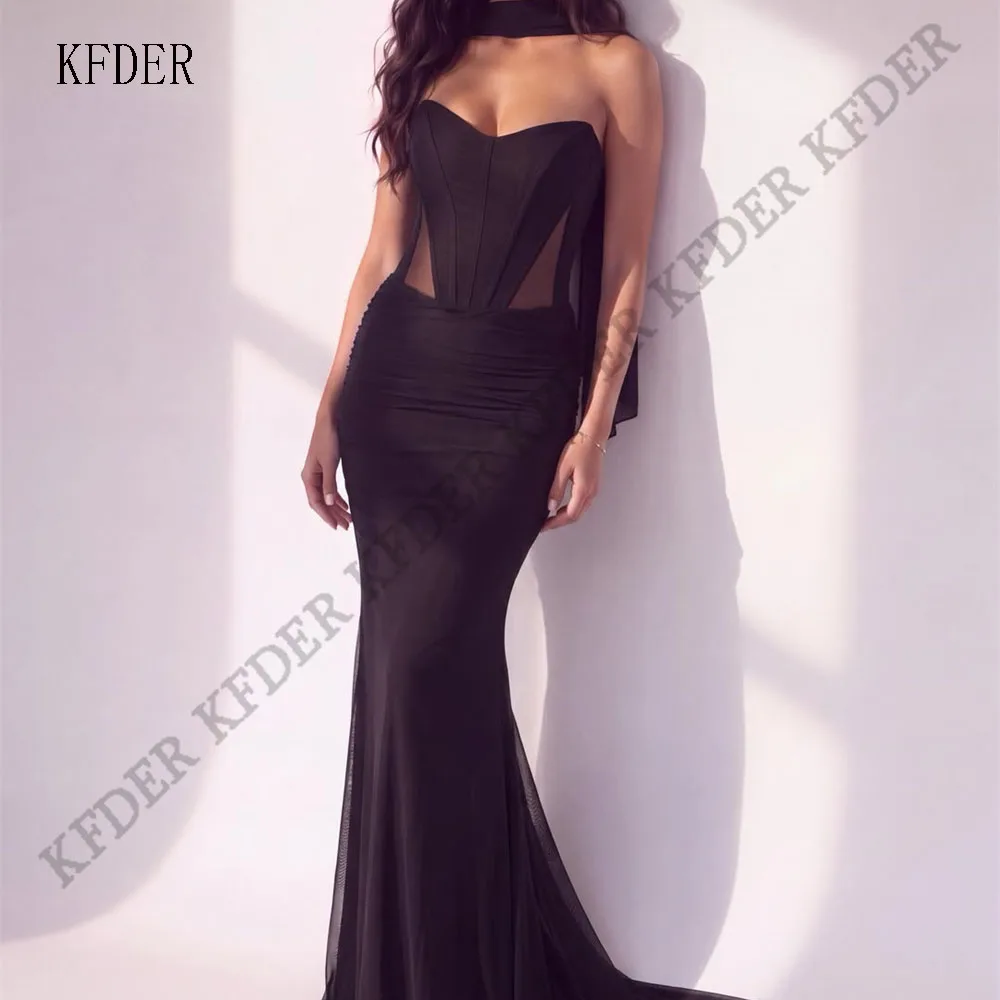 Customized Simple Sizes Available Black Mermaid Pleat Long Dresses Bespoke Formal Occasion Dresses Casual Dress Gowns