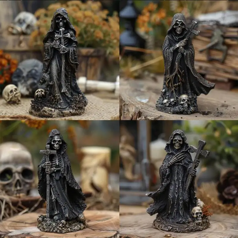 Devil Descent Decorative Figurine Gothic Resin Figurine Black Horror Robe Halloween Sculpture The Creeper Reaper Novelty