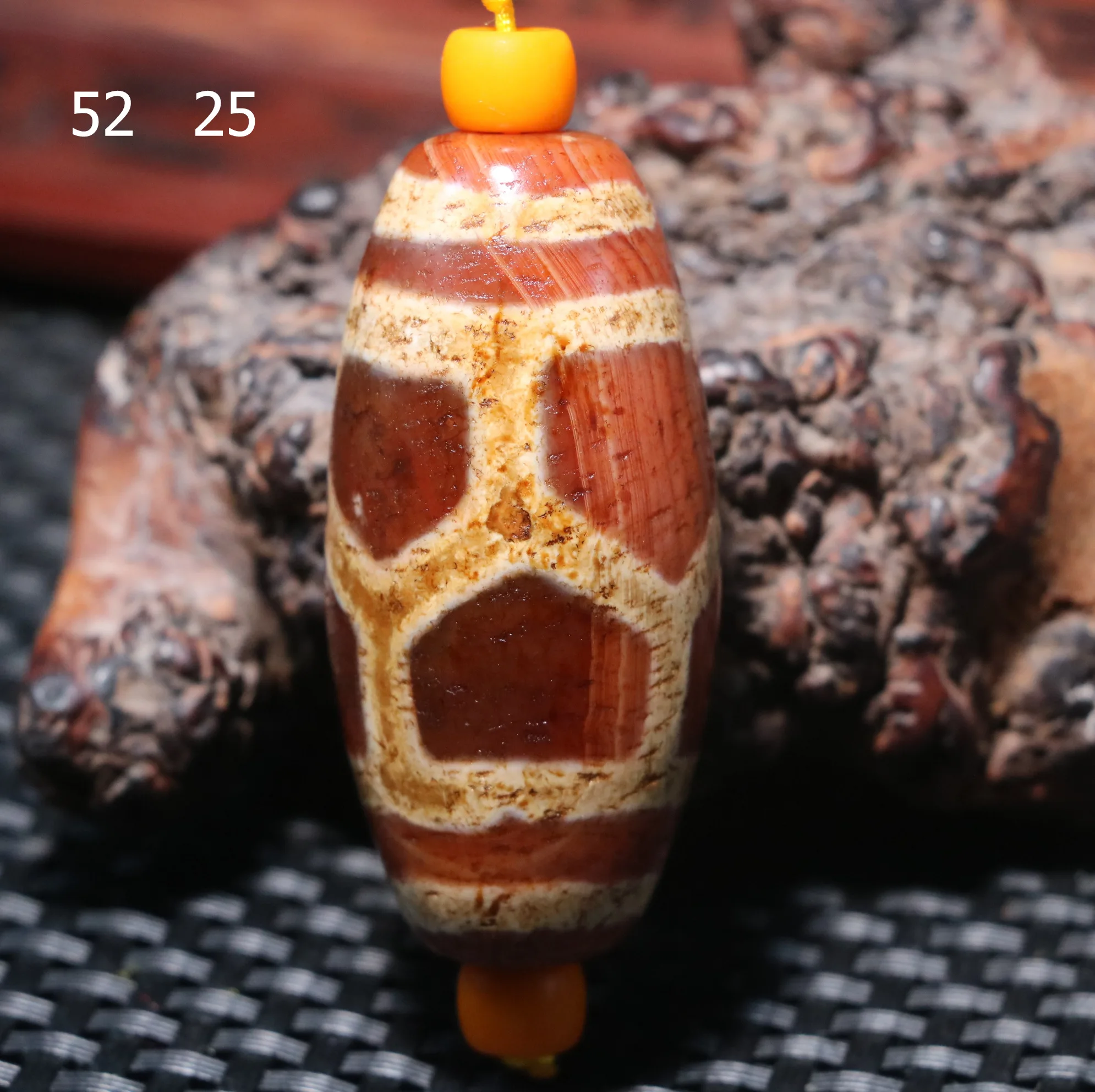 4A Energy Tibetan Old Agate Red Color Turtle Shell Longevity Long dZi Bead 52*25MM For Jewelry Amulet Timestown