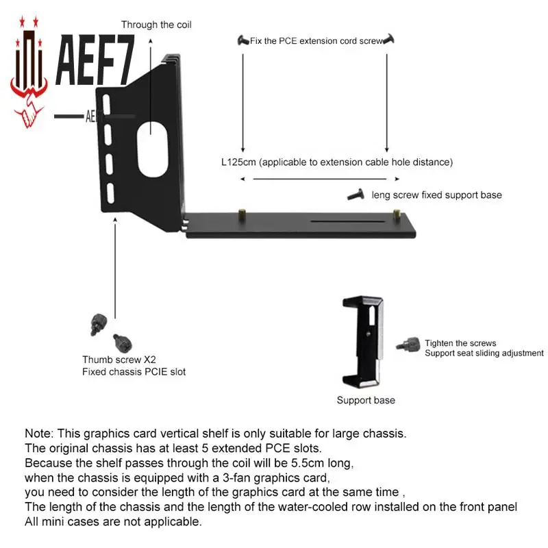 

AEF7-VGA PCI-E 3.0 X16 Video Card Vertical Mounting Bracket Extension Cable Set Graphics Card Bracket For ATX PC Case