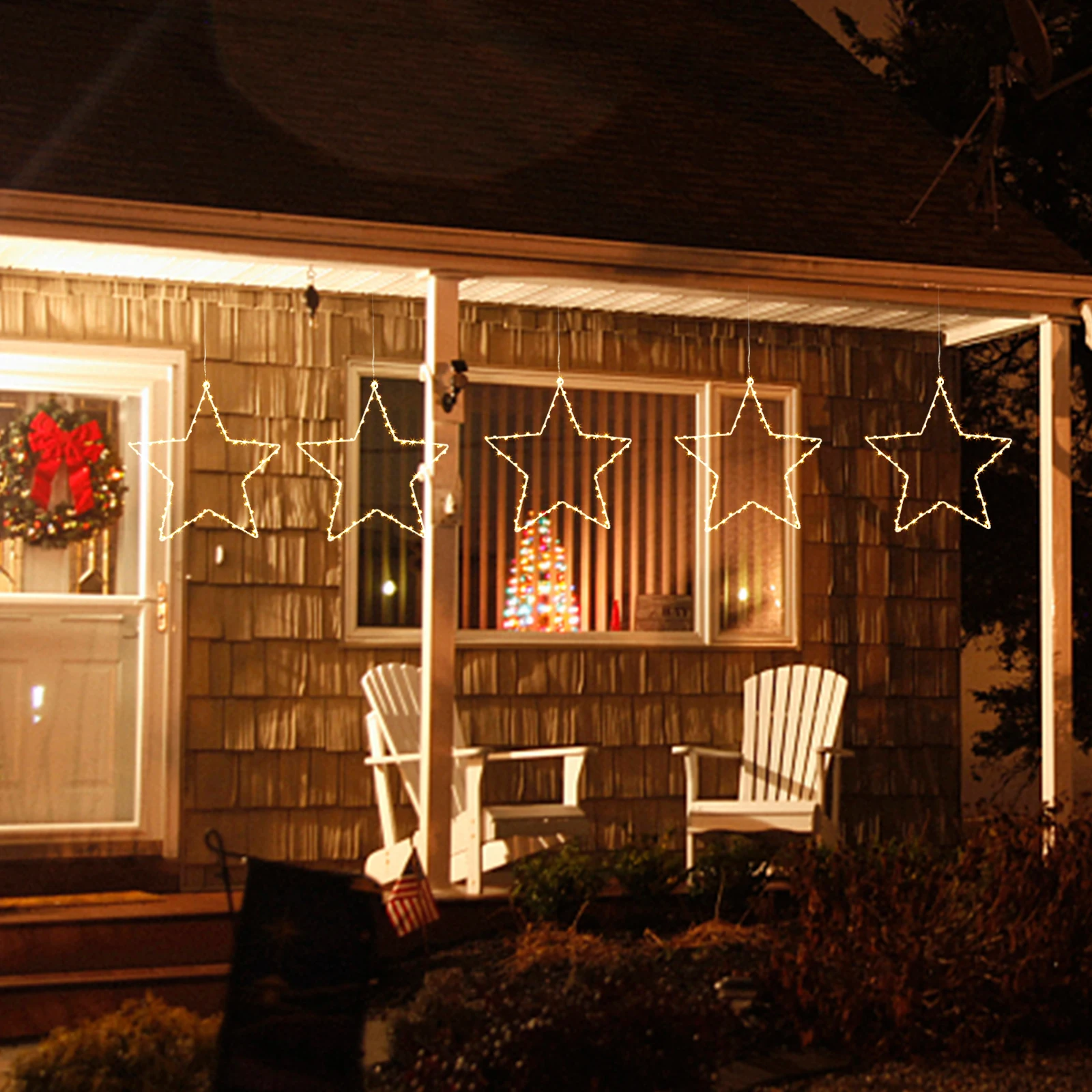 Outdoor Lighting No Wiring - 5 luces navideñas con forma de