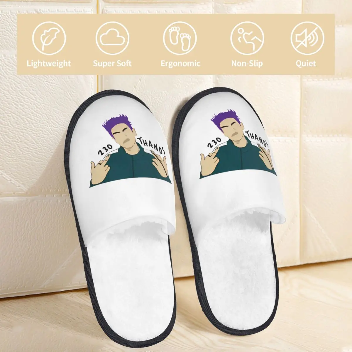 شباشب منزل Thanos Kpop Player 230 غير قابلة للانزلاق T.O.P Rapper شباشب مريحة من إسفنج الذاكرة لغرفة النوم