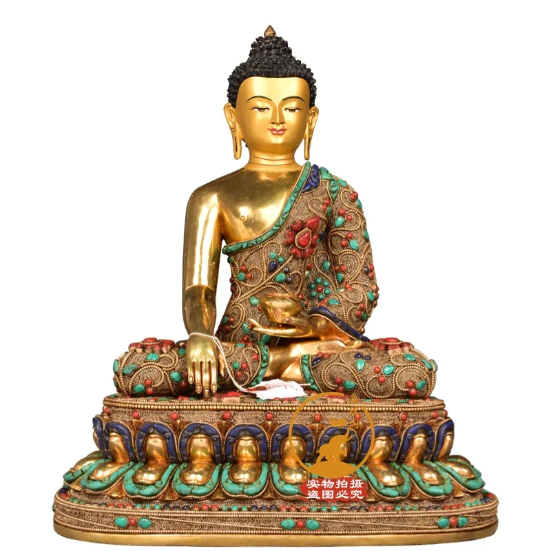 Sakyamuni boutique 45cm filigree Tantric The Buddha Buddha Statue Tibetan III Buddha Nepalese bronze ornaments