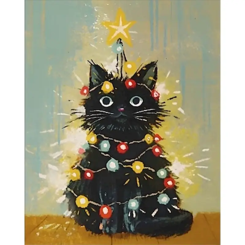 RUOPOTY Paint By Numbers Handiwork Art Acrylic on Canvas Paints Black Cat Animal Acrylic Paint Acrylic paints Drawing Kit