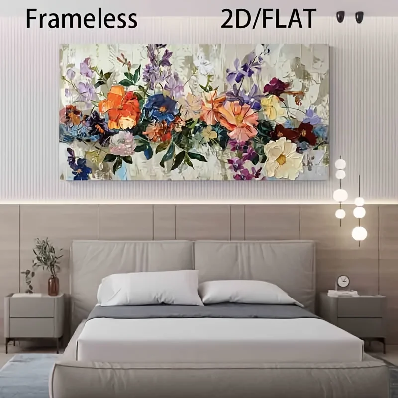 Modern Abstract Flower Canvas Painting - Frameless Suitable for Living Room, Bedroom, Dining Room Decor